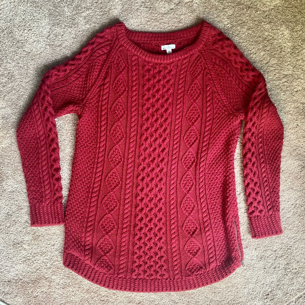 L.L. Bean Women's Red Cable Knit Sweater